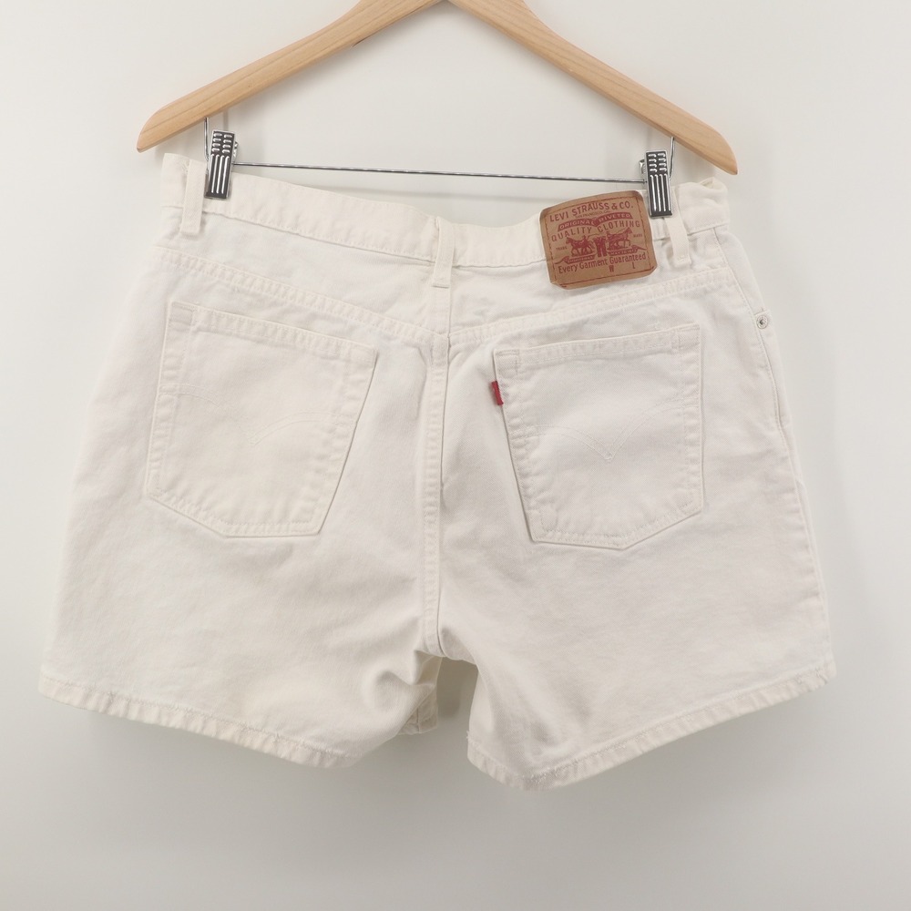 Levi's Denim Shorts Women 14 Regular High Waisted 90s Vintage Off-White Good